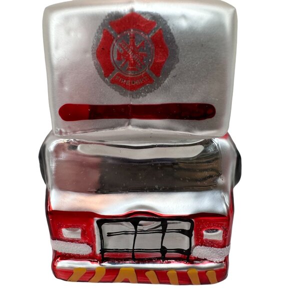 Fire Truck Glass Ornament Christmas Ladder Tender LT Red and Silver NEW w/ TAGS - Picture 4 of 7